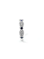 10K White Gold 0.10cttw Genuine Sapphire & 0.14cttw Diamond Ring, size 6.5