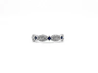 10K White Gold 0.10cttw Genuine Sapphire & 0.14cttw Diamond Ring, size 6.5