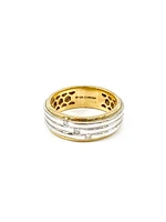 10K White & Yellow Gold 0.13cttw Princess Cut Gents Diamond Ring, size 10