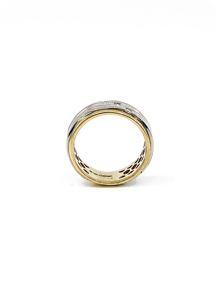 10K White & Yellow Gold 0.13cttw Princess Cut Gents Diamond Ring, size 10