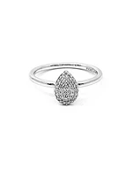 10K White Gold 0.15cttw Pave Pear Shape Diamond Engagement Ring, size 6.5
