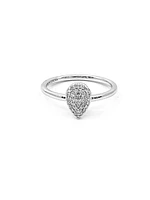 10K White Gold 0.15cttw Pave Pear Shape Diamond Engagement Ring, size 6.5