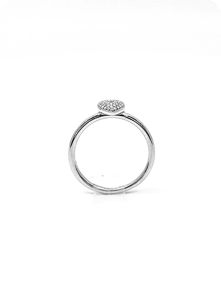 10K White Gold 0.15cttw Pave Pear Shape Diamond Engagement Ring, size 6.5