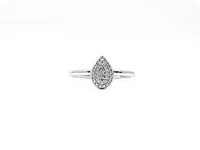10K White Gold 0.15cttw Pave Pear Shape Diamond Engagement Ring, size 6.5