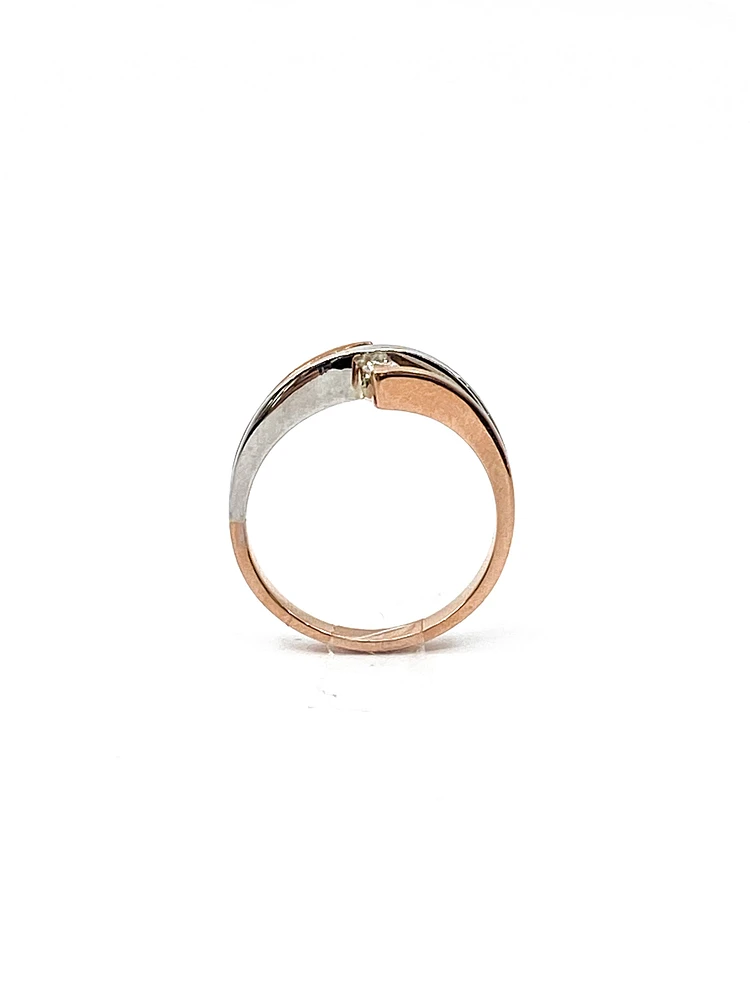 10K White & Rose Gold 0.17cttw Canadian Diamond Ring, size 6.5