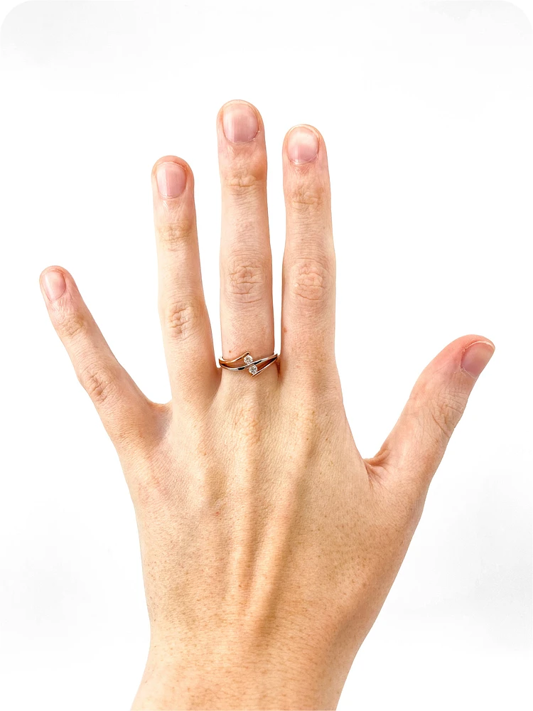 10K White & Rose Gold 0.17cttw Canadian Diamond Ring, size 6.5