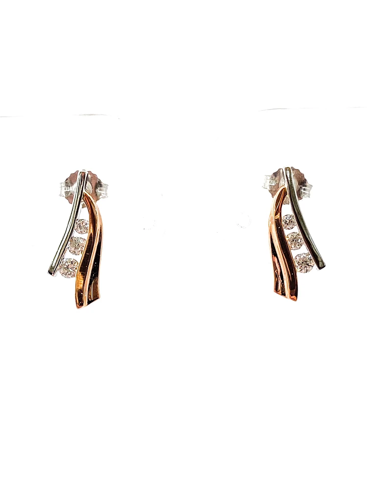 10K White & Rose Gold 0.25cttw Diamond Dangle/Drop Earrings