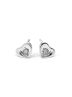 10K White Gold 0.04cttw Diamond Dangle/Drop Heart Shaped Earrings