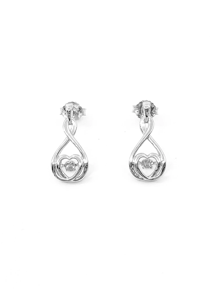 10K White Gold 0.02cttw Diamond Dangle/Drop Heart Shaped Earrings