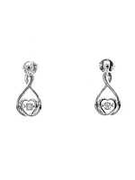 10K White Gold 0.02cttw Diamond Dangle/Drop Heart Shaped Earrings