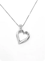 10K White Gold 0.02cttw Diamond Heart Pendant, 18"