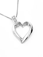 10K White Gold 0.02cttw Diamond Heart Pendant, 18"