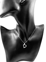 10K White Gold 0.02cttw Diamond Heart Pendant, 18"