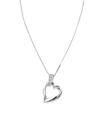 10K White Gold 0.02cttw Diamond Heart Pendant, 18"