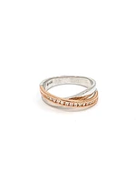 10k White & Rose Gold 0.104cttw Diamond Ring, size 6.5