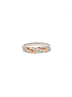 10k White & Rose Gold 0.054cttw Diamond Ring, size 6.5