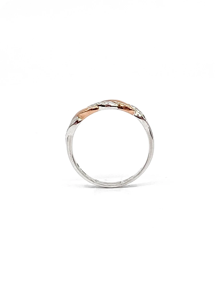 10k White & Rose Gold 0.054cttw Diamond Ring, size 6.5