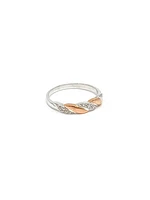 10k White & Rose Gold 0.054cttw Diamond Ring, size 6.5