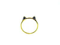 10K Yellow Gold 0.06cttw Treated Black Diamond "Cat" Ring, size 6.5