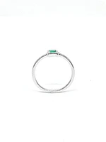 10K White Gold 0.15cttw Genuine Emerald Princess Cut Ring, size 6.5