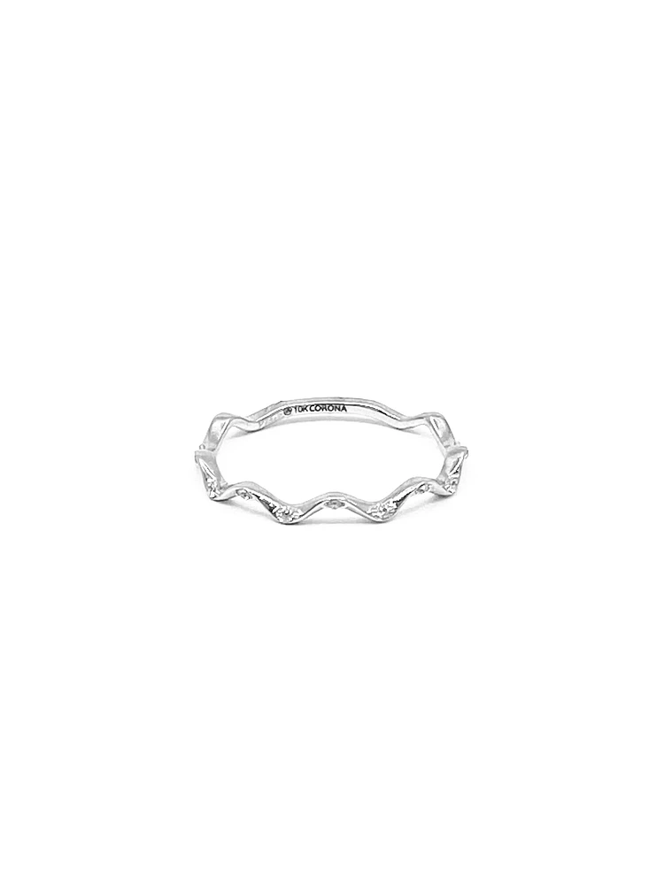 10K White Gold 0.06cttw Diamond Ring, size 6.5