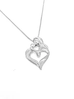 Sterling Silver 0.011cttw Canadian Diamond Mother & Child Pendant, 18"