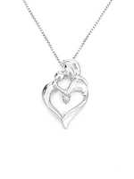 Sterling Silver 0.011cttw Canadian Diamond Mother & Child Pendant, 18"