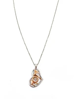 Sterling Silver & 10K Rose Gold 0.02cttw Diamond Mom Pendant, 18"