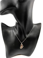 Sterling Silver & 10K Rose Gold 0.02cttw Diamond Mom Pendant, 18"
