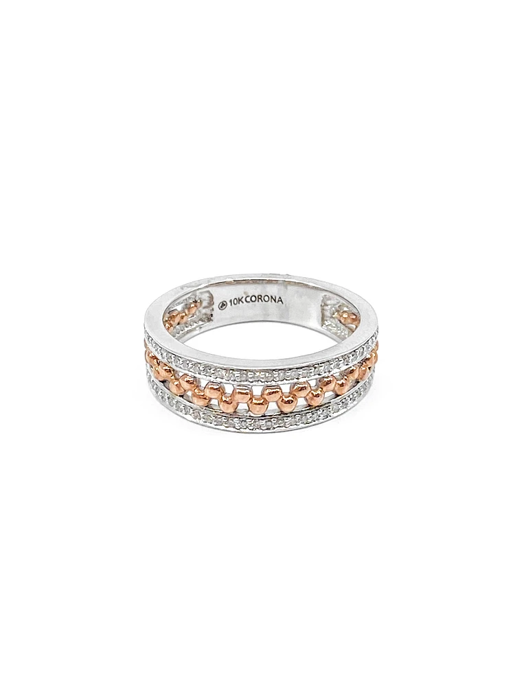 10K White & Rose Gold 0.18cttw Diamond Ring, size 6.5