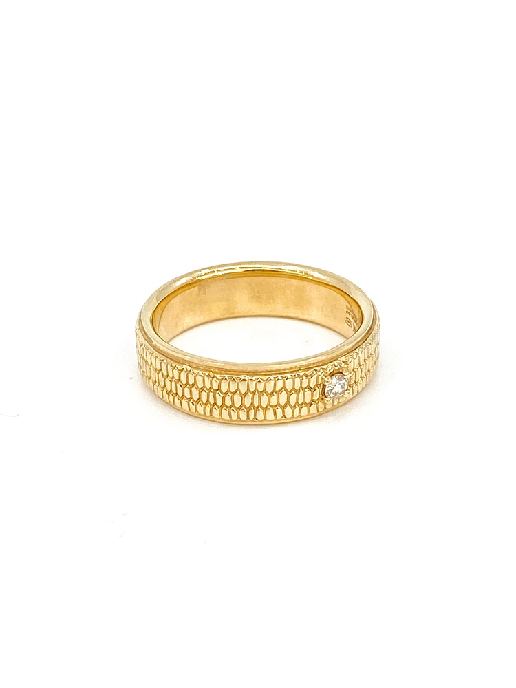 14K Yellow Gold 0.07cttw Canadian Diamond Gents Diamond Ring, size 10