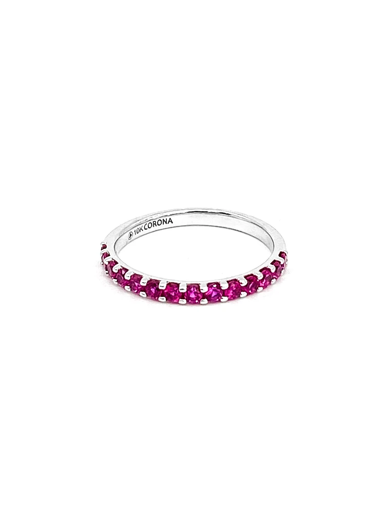 10K White Gold 0.56cttw Created Ruby Ring, size 6.5