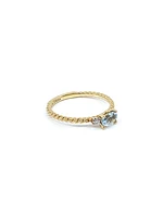 10K Yellow Gold 0.40cttw Genuine Oval Cut Aquamarine & 0.02cttw Diamond Ring, size 6.5