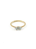 10K Yellow Gold 0.40cttw Genuine Oval Cut Aquamarine & 0.02cttw Diamond Ring, size 6.5