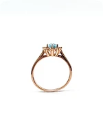 10K Rose Gold 1.20cttw Genuine Oval Cut Blue Zircon and 0.09cttw Diamond Halo Ring, size 7