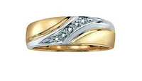 10K White & Yellow Gold 0.05cttw Diamond Gents Ring, size 10
