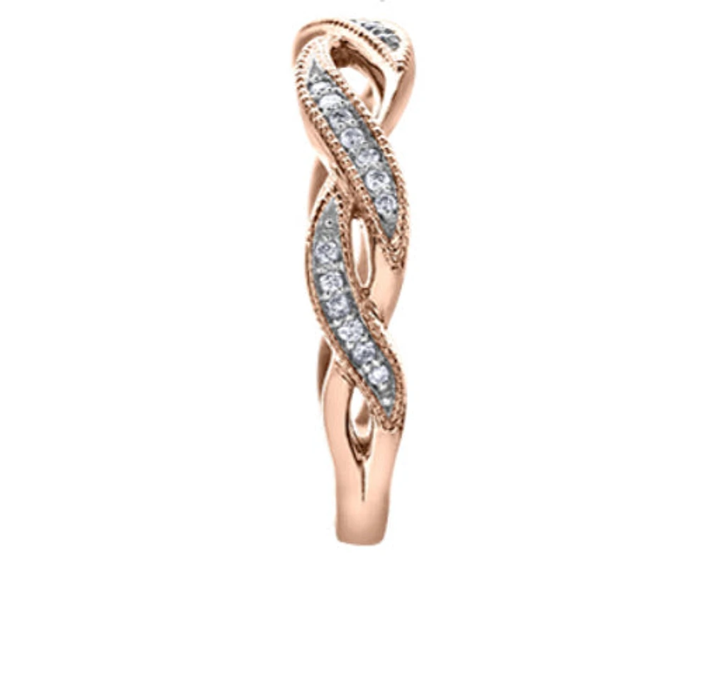 10K Rose Gold 0.095cttw Diamond Ring, size 6.5