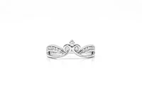 10K White Gold 0.30cttw Diamond Crown Ring, size 6.5