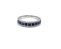 14K White Gold  0.35cttw Genuine Sapphire & 0.8cttw Diamond Ring, size 7