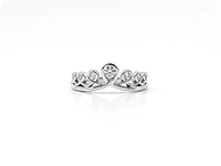 10K White Gold 0.20cttw Diamond Crown Ring, size 6.5