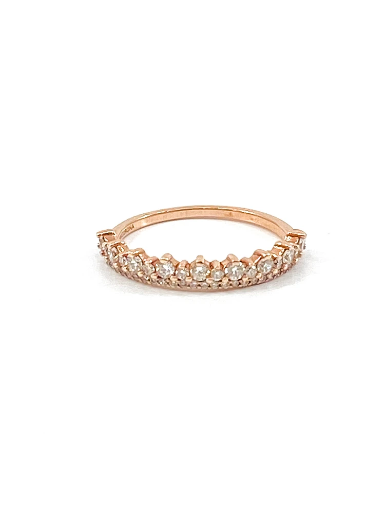 10K Rose Gold 0.50cttw Crown Diamond Ring - Size 6.75