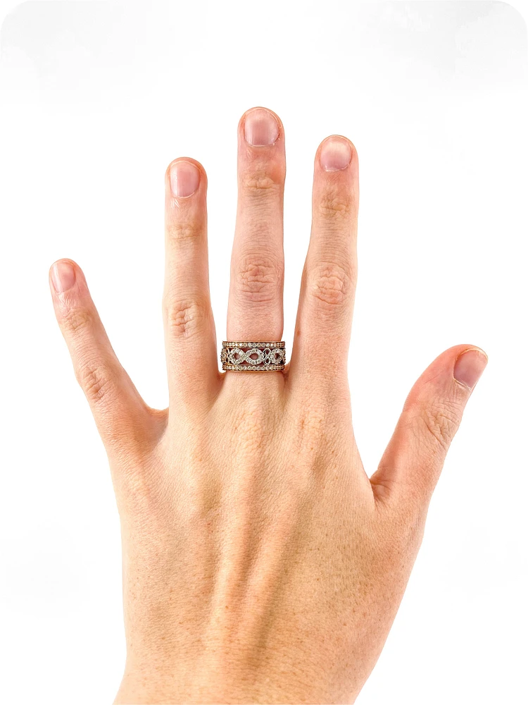 10K White & Rose Gold 1.00cttw Diamond Infinity Ring, size 6.5