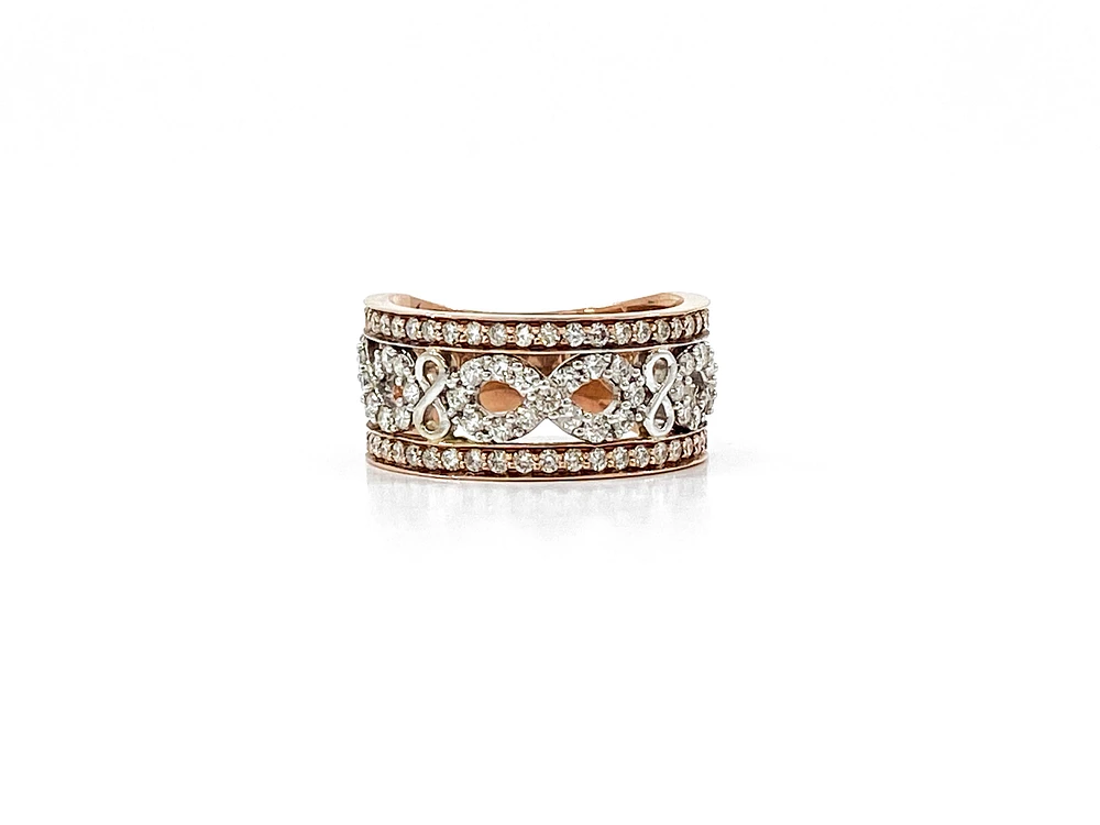 10K White & Rose Gold 1.00cttw Diamond Infinity Ring, size 6.5