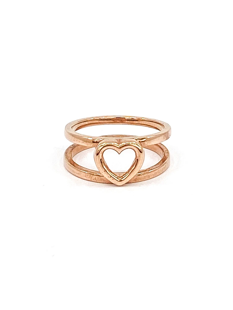 10K Rose Gold Heart Ring, size 6.5