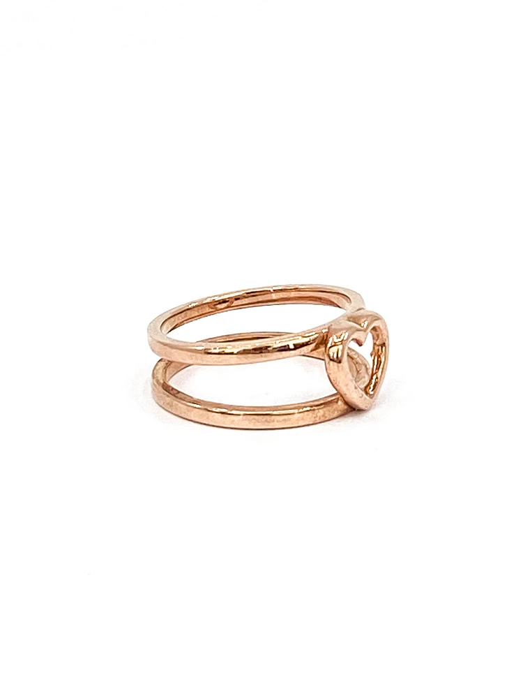 10K Rose Gold Heart Ring, size 6.5