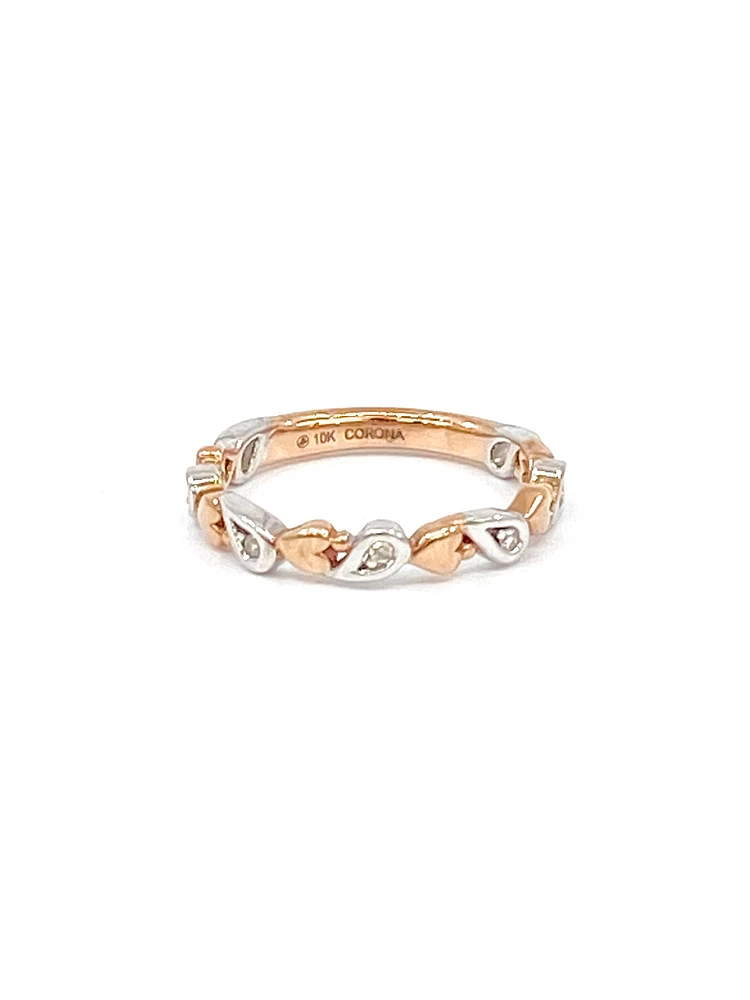 10K White & Rose Gold 0.05cttw Diamond Heart Ring, size 6.5