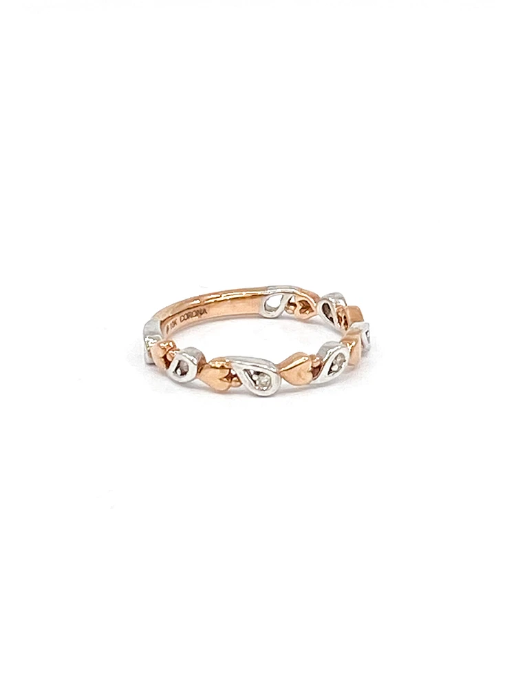 10K White & Rose Gold 0.05cttw Diamond Heart Ring, size 6.5