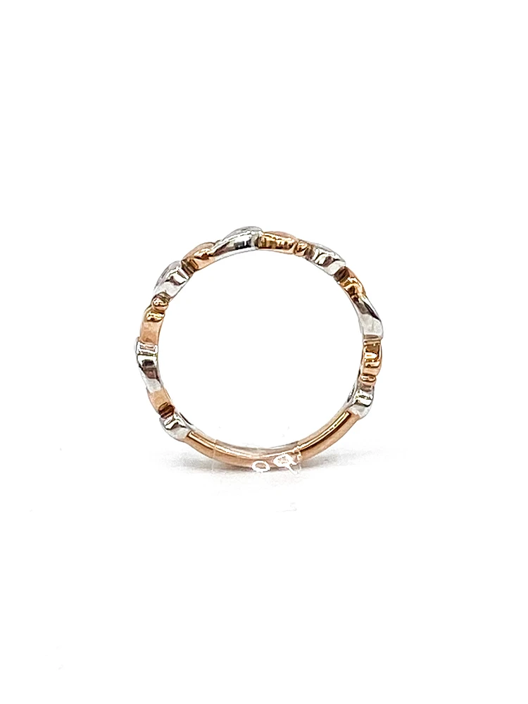 10K White & Rose Gold 0.05cttw Diamond Heart Ring, size 6.5