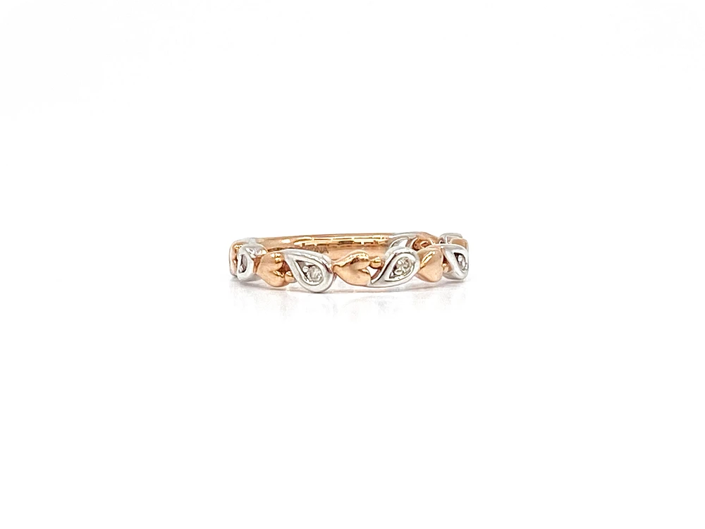 10K White & Rose Gold 0.05cttw Diamond Heart Ring, size 6.5
