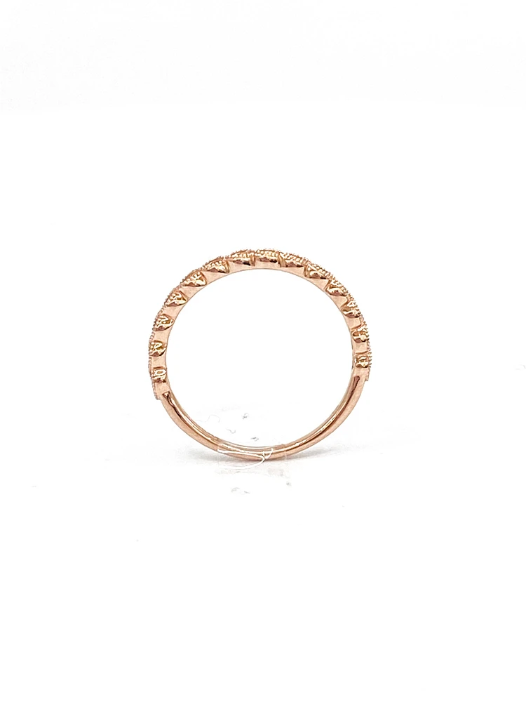 10K Rose Gold 0.07cttw Round Cut Diamond Ring, size 6.5